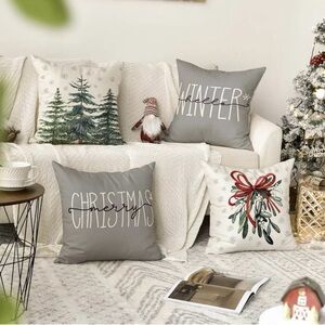 Holiday Decorative Pillow Covers 4 Pieces Winter Christmas Pillow Cases‎